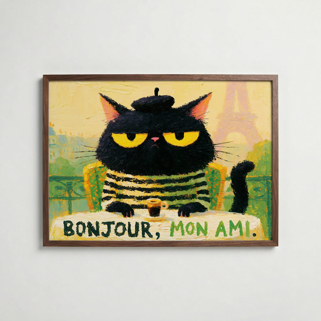 Bonjour Mon Ami Poster – valnötsram