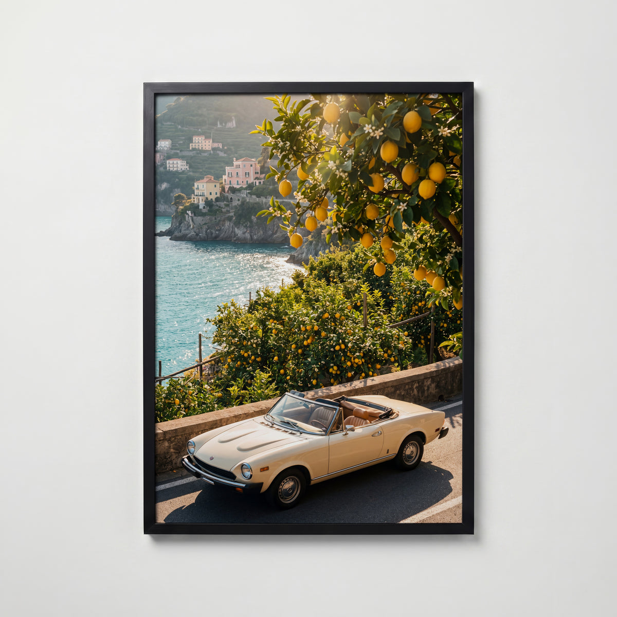 Cabriolet vid Citronlunden Poster – svart ram
