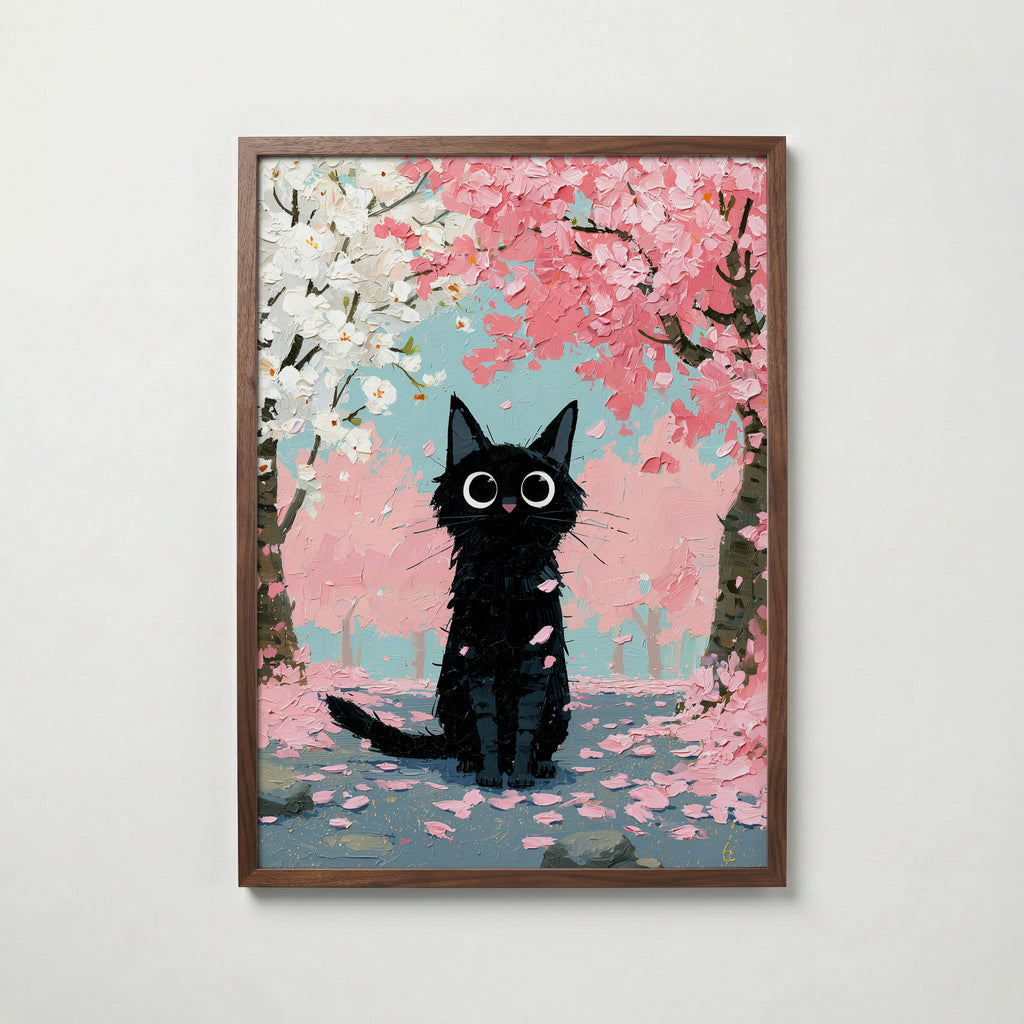 Cat in Apple Orchard Poster i valnotsram fran Bozetto