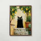 Cat in Lemon Garden Poster i valnotsram fran Bozetto