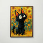 Cat in Sunflower Poster i valnotsram fran Bozetto