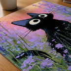 Cat in Violette Meadow Poster på skrivbord - Bozetto