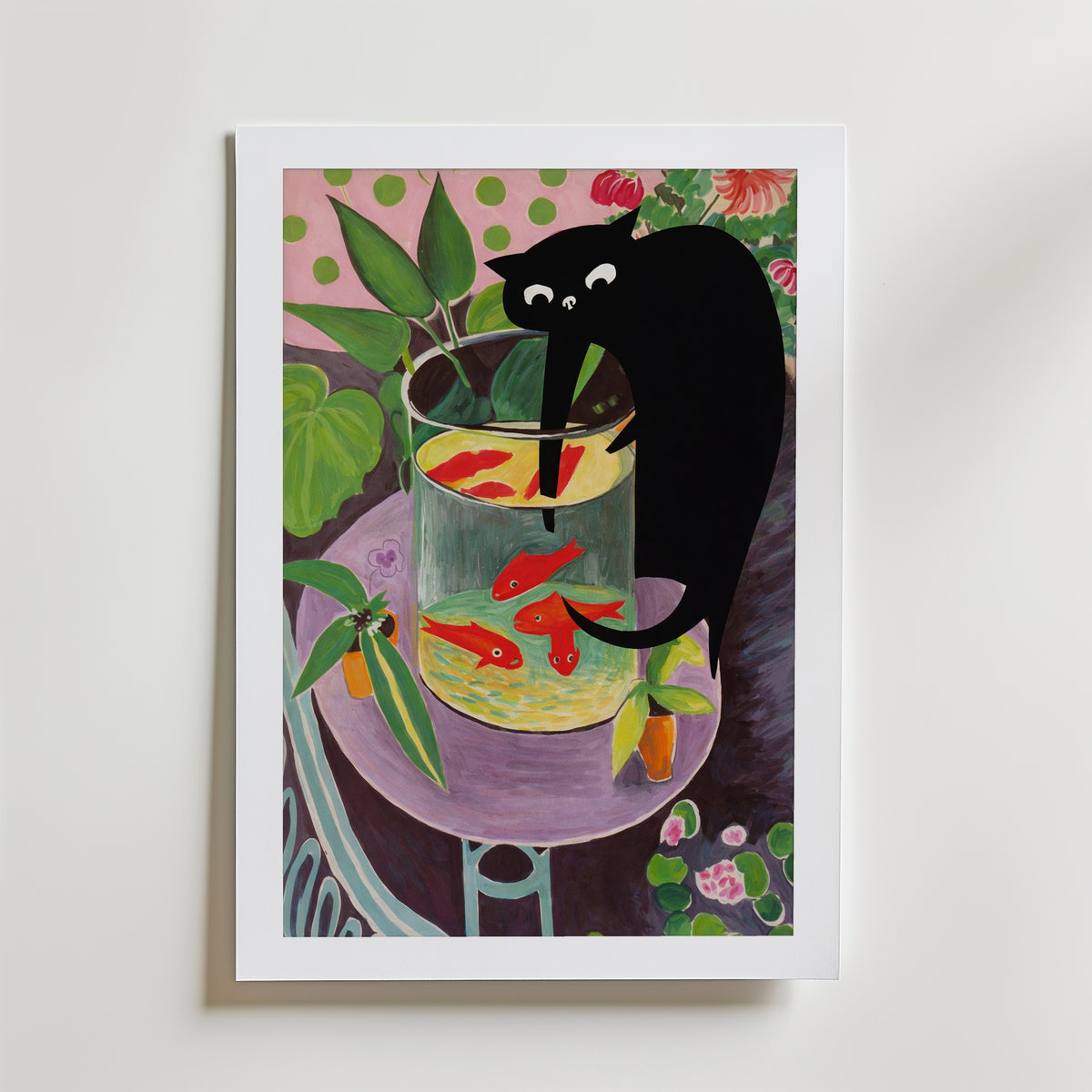 Curious Paws Aquarium Poster – med passepartout