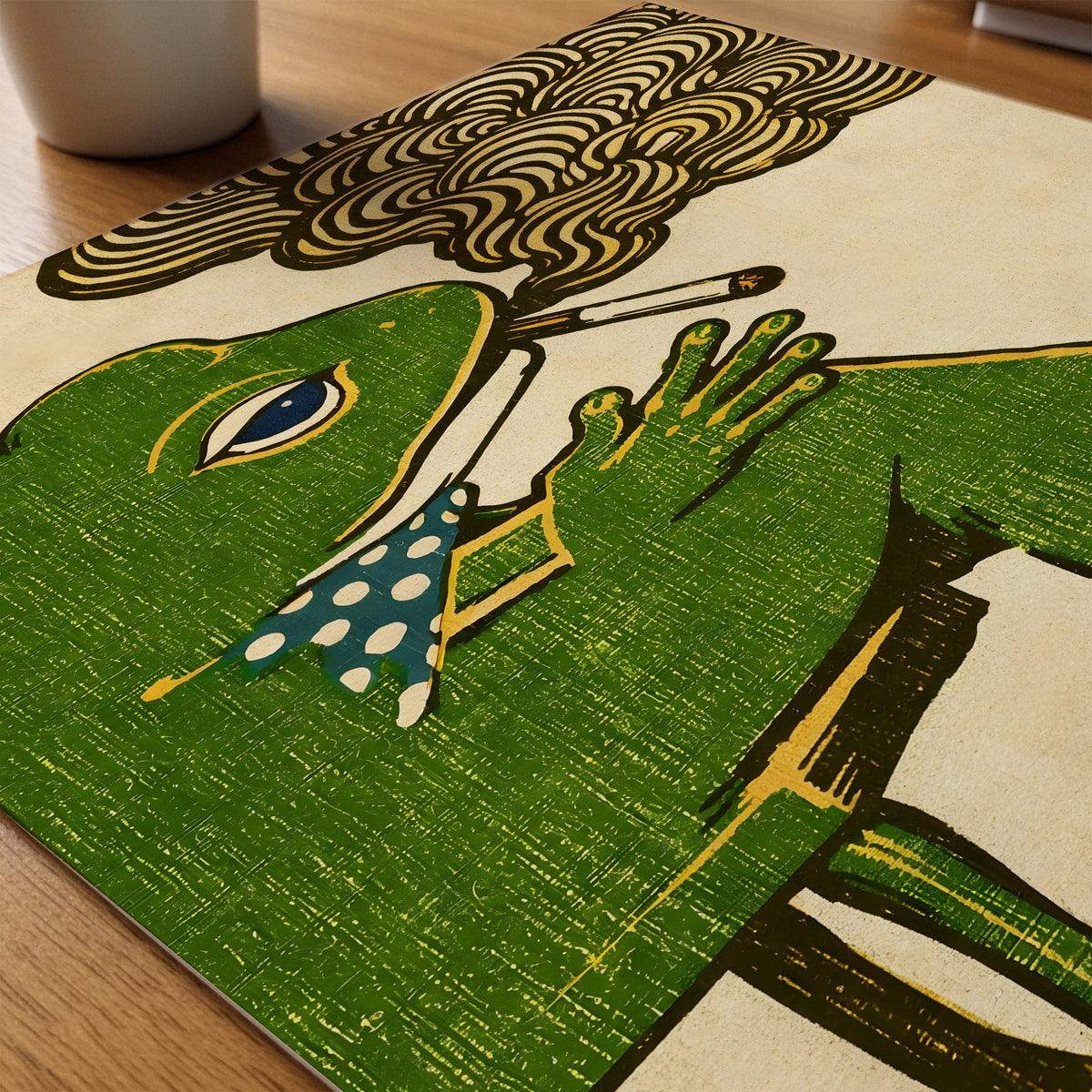 Dapper Frog poster pa skrivbord, konstverk utan passepartout - Bozetto konsttryck