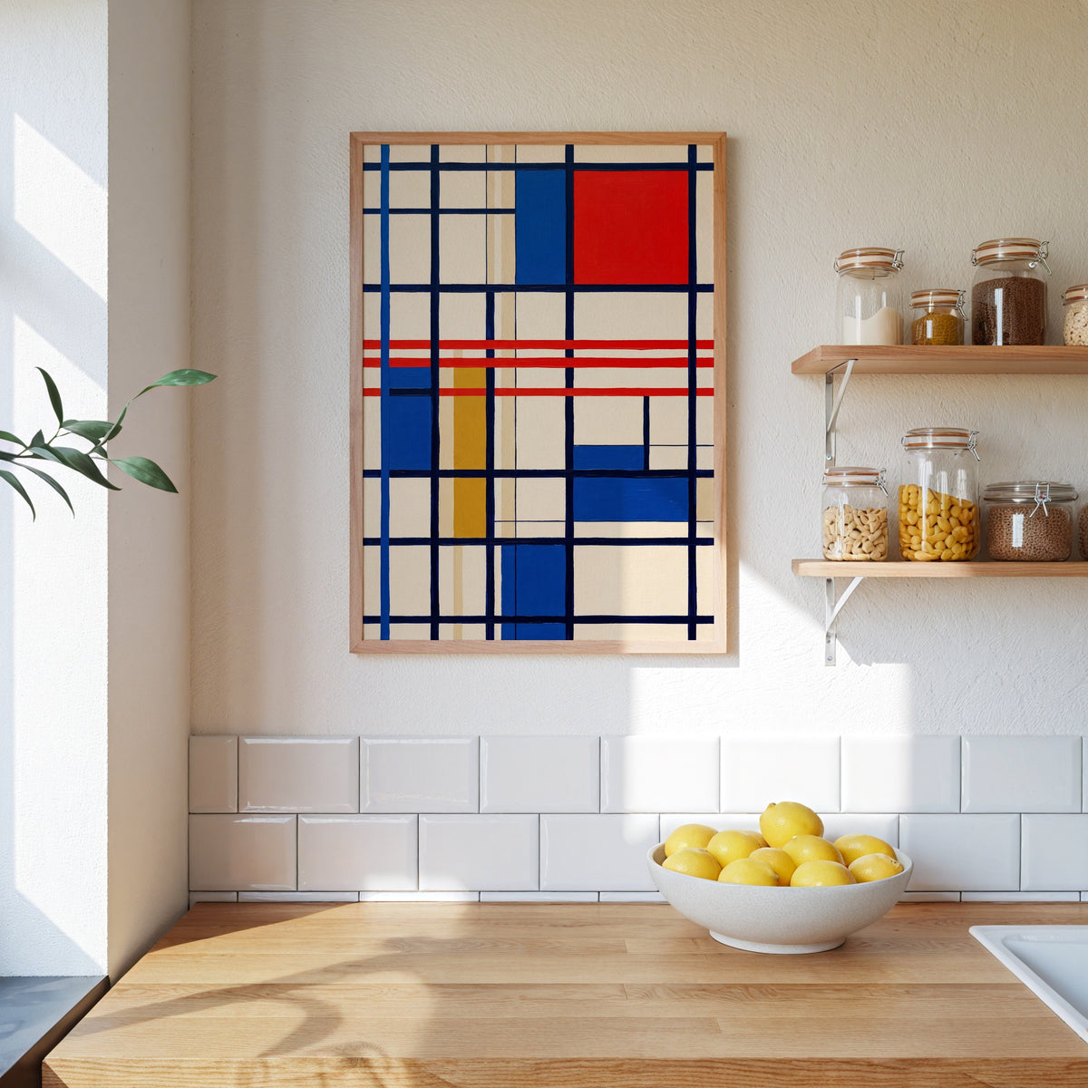 Linear Harmony uppsatt i stilren interiör, poster från Bozetto