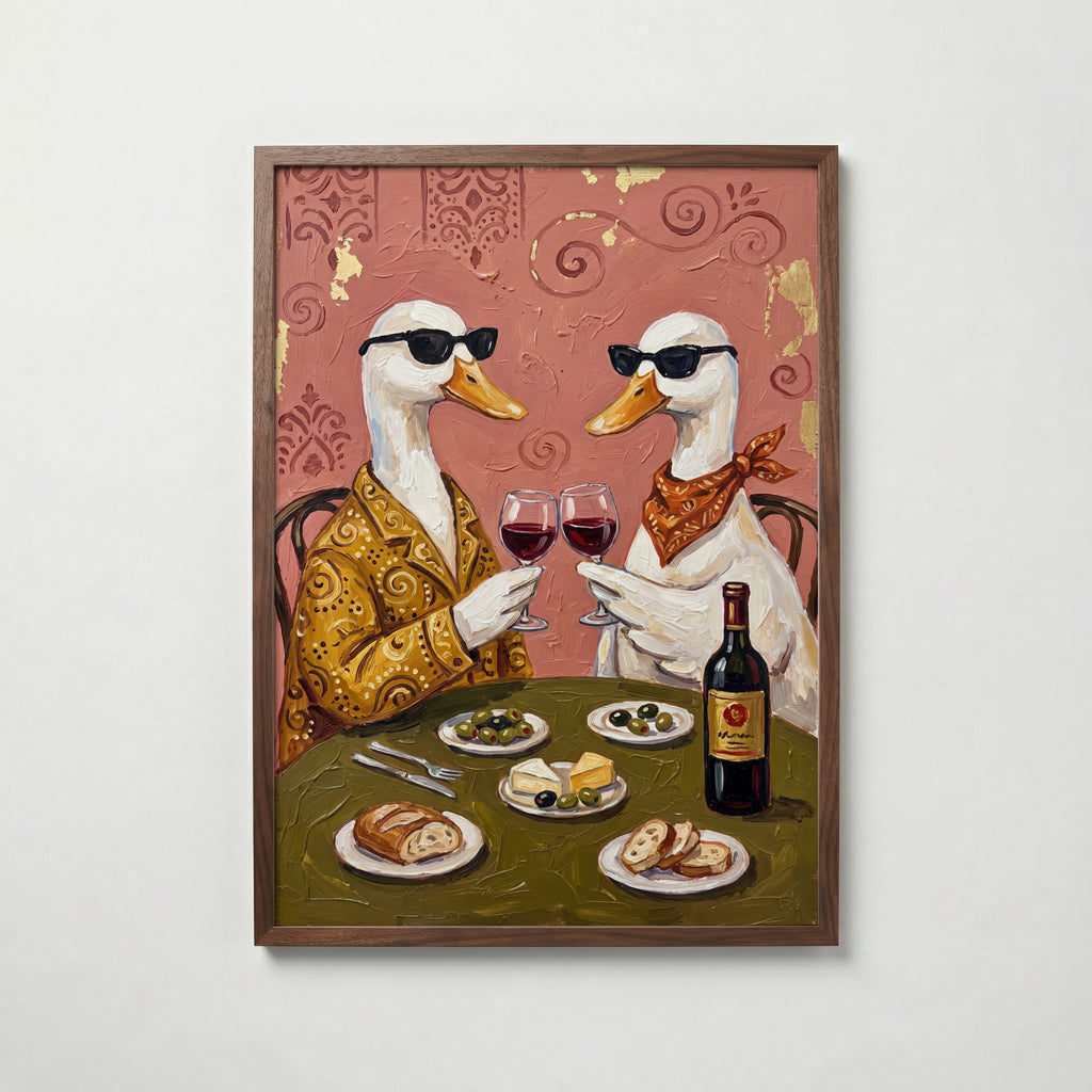 Wine O'Clock Ducks Poster – valnötsram
