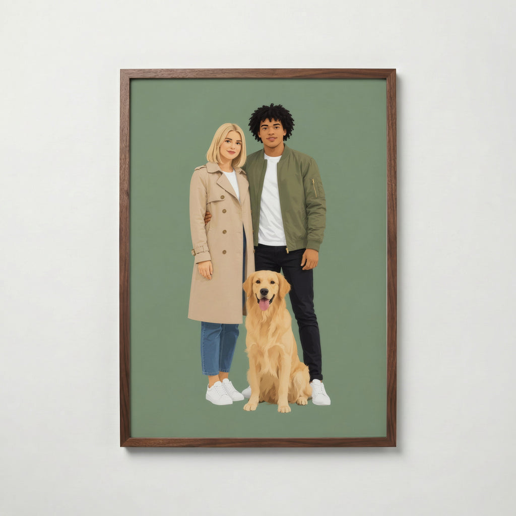 Flat Portrait-poster i valnötsram