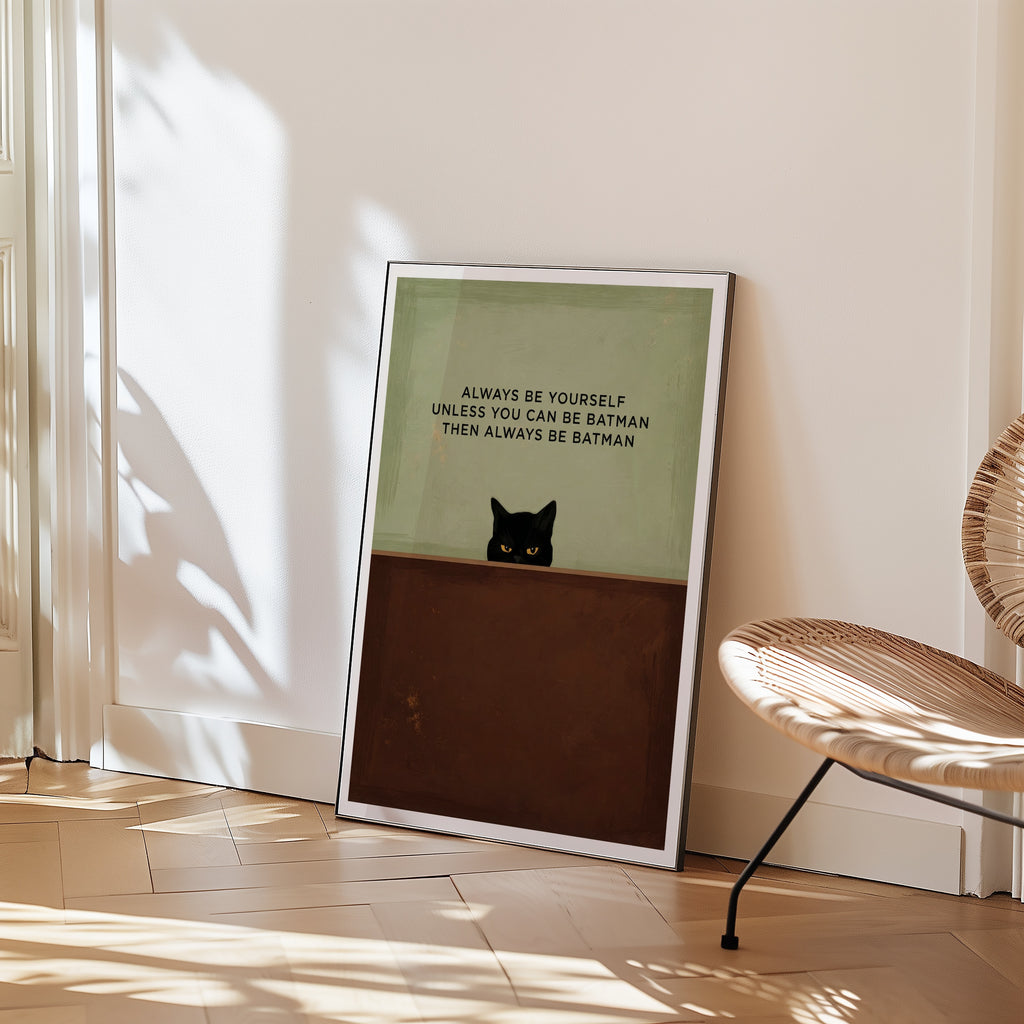 Funny Cat Quote affisch på vägg i inrett rum – Bozetto poster i hög kvalitet