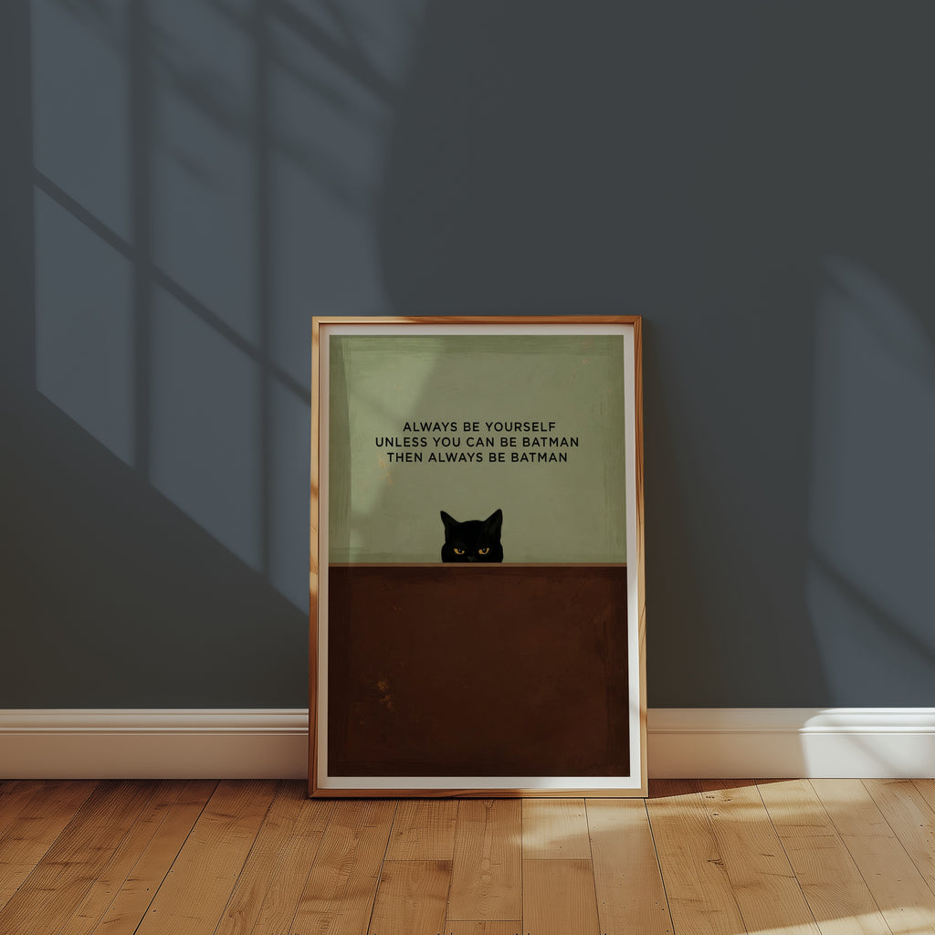 Funny Cat Quote affisch i miljöbild på vägg – Bozetto konsttryck i hög kvalitet