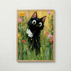 Garden Cat with White Flower Poster i ek-ram fran Bozetto
