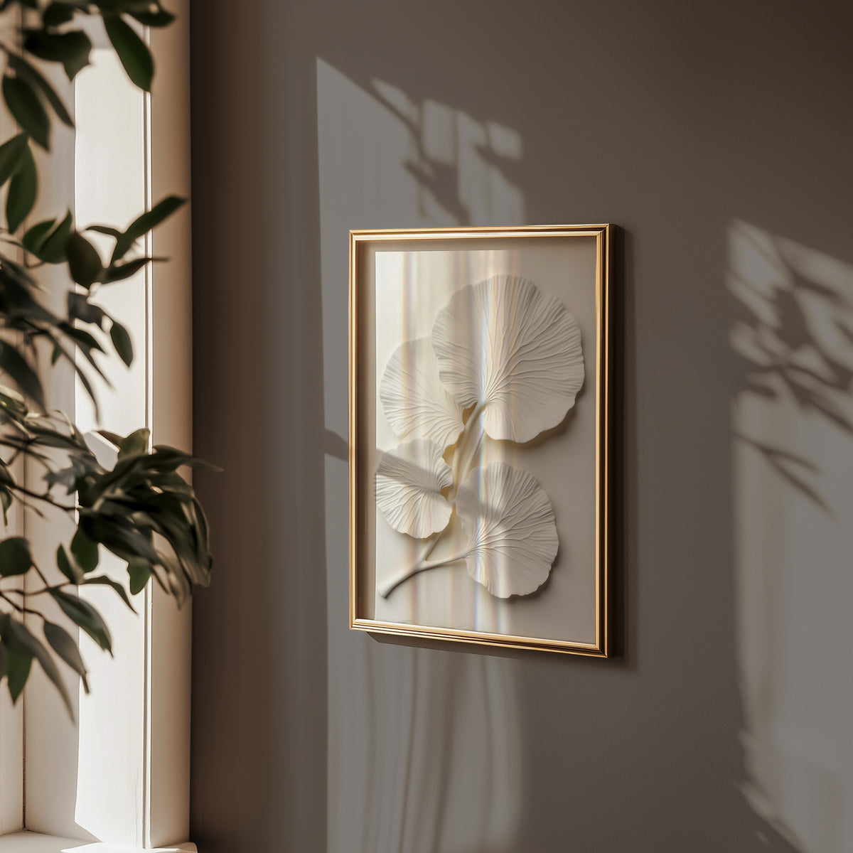 Ginkgo Leaf Textured No.2 affisch i ram i modernt hem - Bozetto