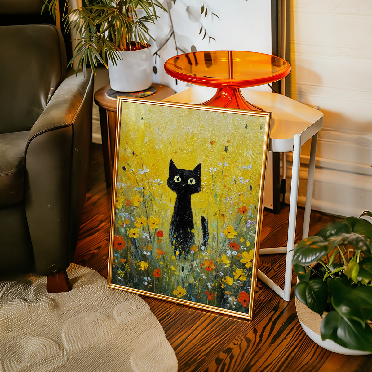 Golden Meadow Watcher Poster i inramat rum – Bozetto