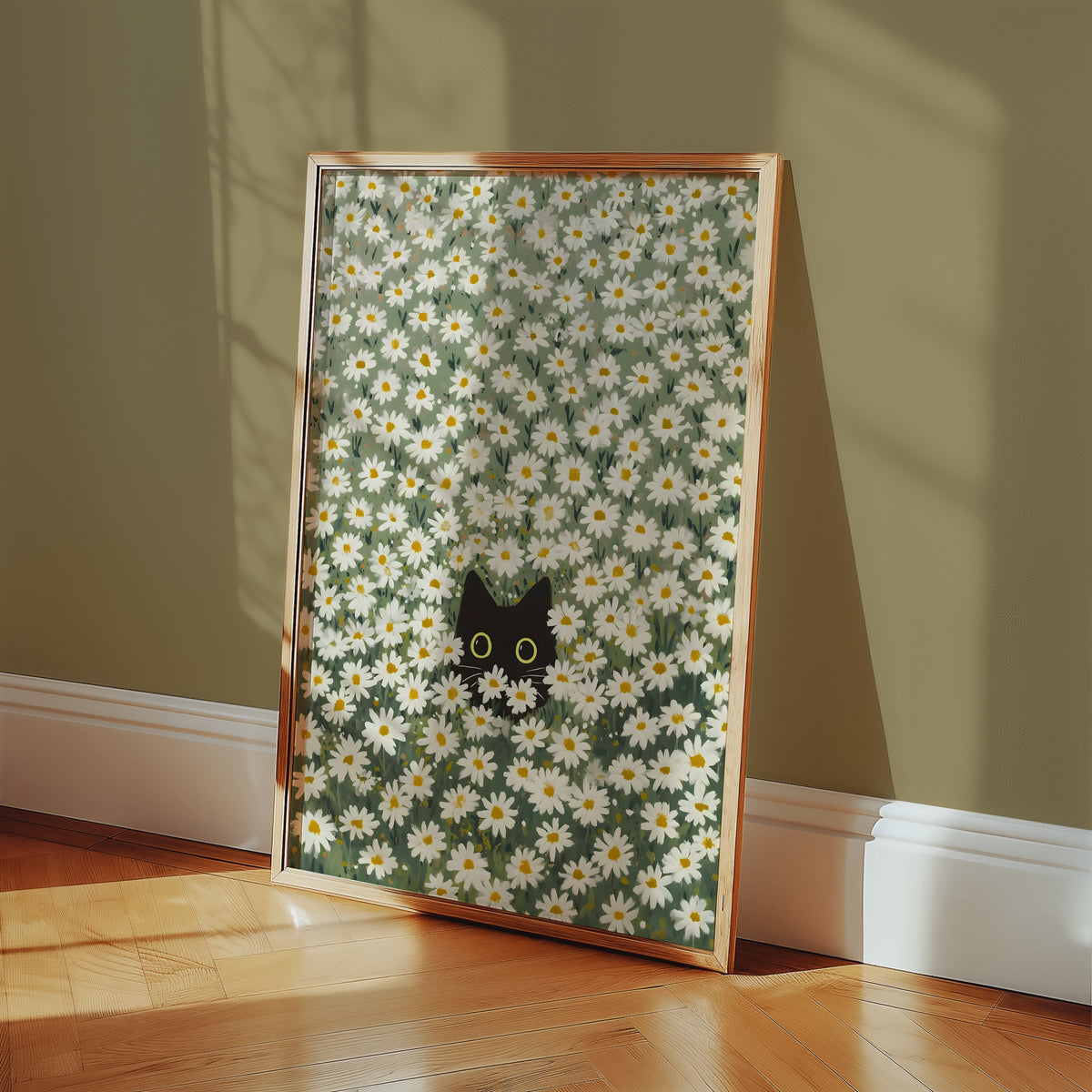 Hidden in Green Bloom Poster i ram på vägg i inrett vardagsrum