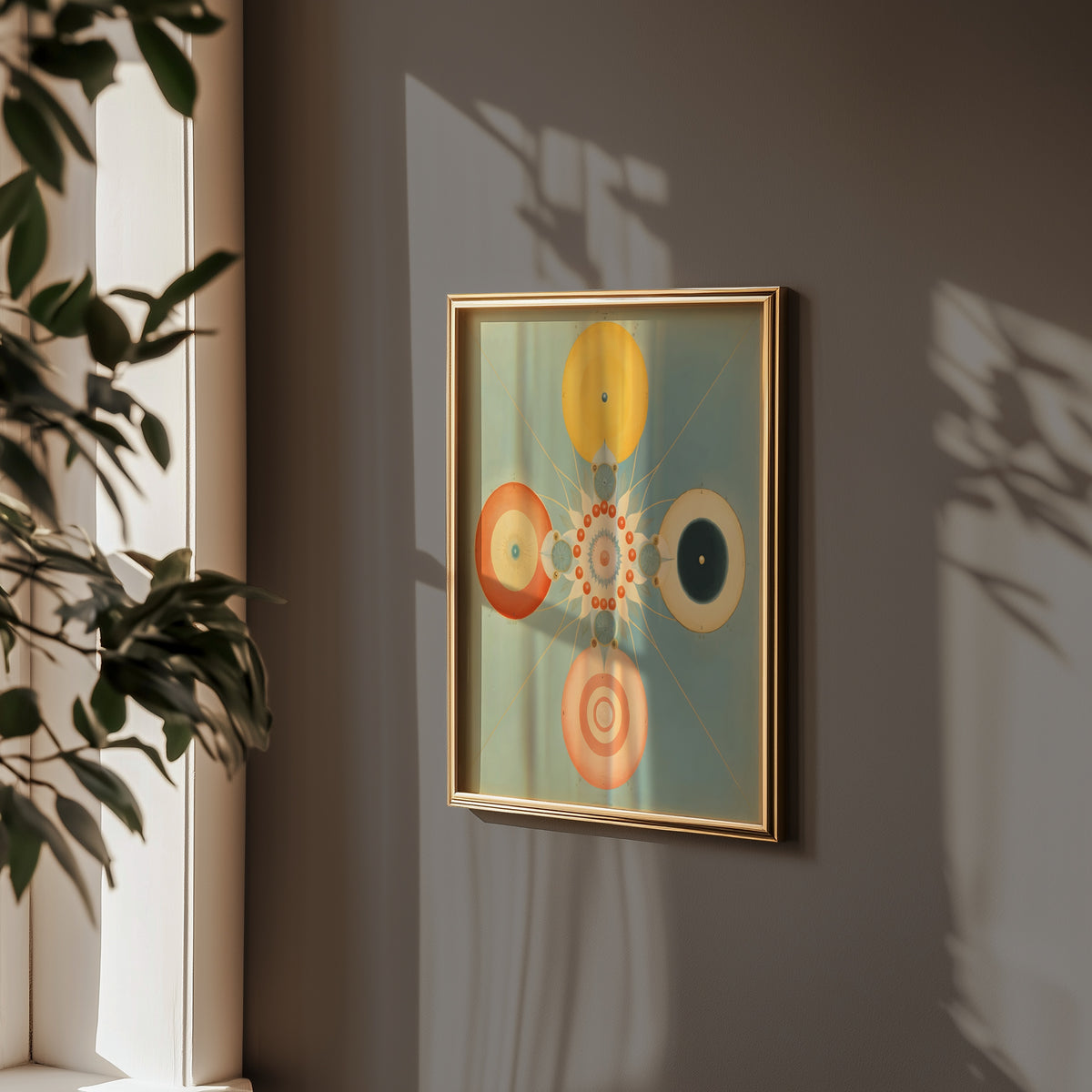 Hilma af Klint The Four Worlds poster i stilren rumsmiljö – konsttryck från Bozetto