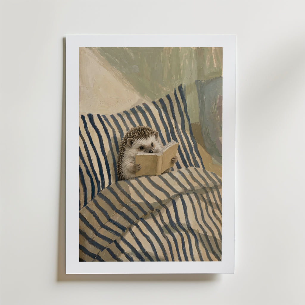 Reading Hedgehog Poster – med passepartout