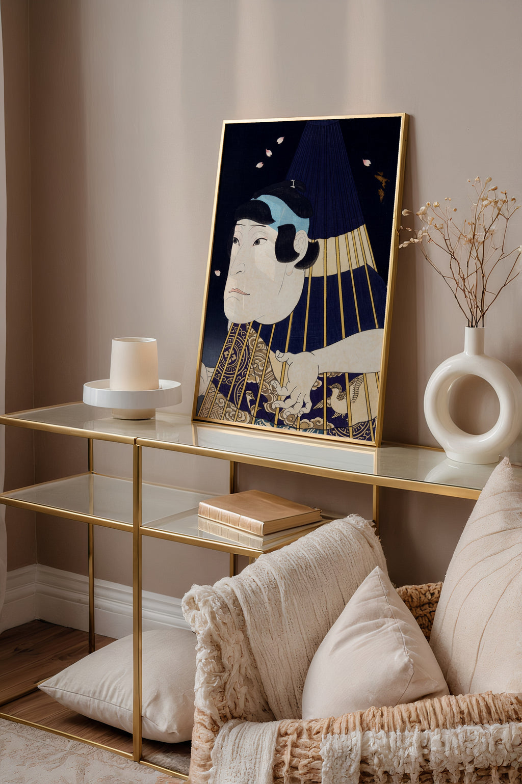 Kabuki Spirit Poster i kök, japansk väggkonst med körsbärsblom, fri frakt över 499 kr