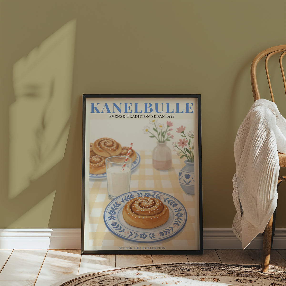 Kanelbulle Poster i ram i inrett rum - Bozetto