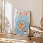 Kaviar Knäckebröd och Ägg poster på vägg i köksmiljö från Bozetto