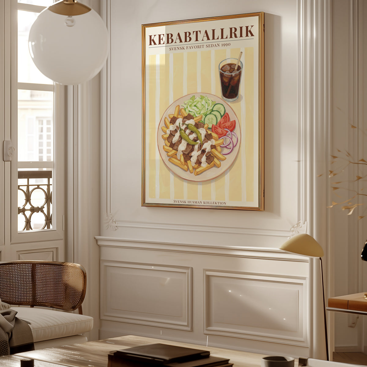 Kebabtallrik poster i stilren inredning – Bozetto konsttryck i hög tryckkvalitet