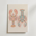 Folk Art Lobsters Poster – canvas utan passepartout