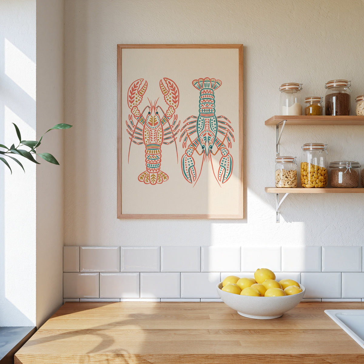 Folk Art Lobsters Poster – i rum 5