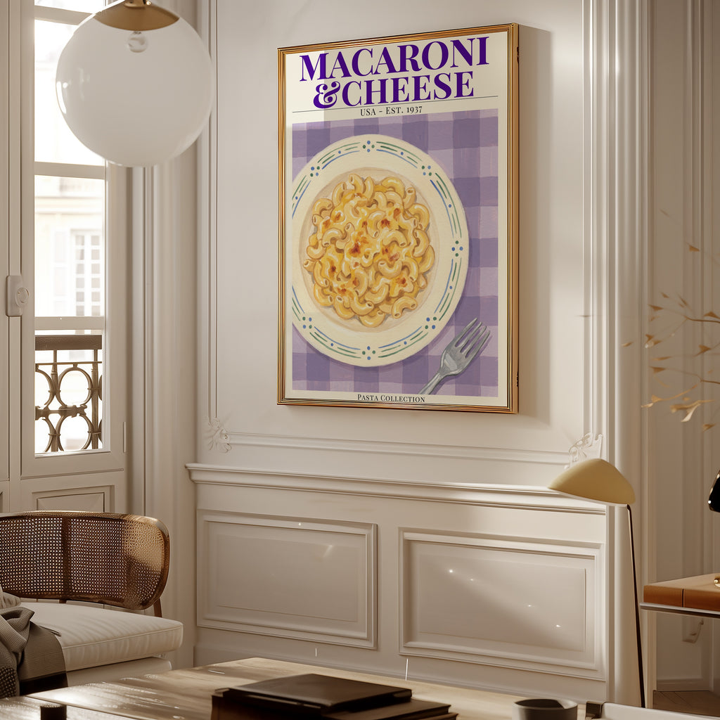Macaroni & Cheese affisch på vägg i hemmiljö – Bozetto i hög kvalitet