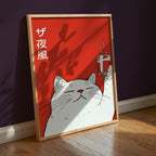 Midnight Toast Cat poster i stilren interiör – Bozetto