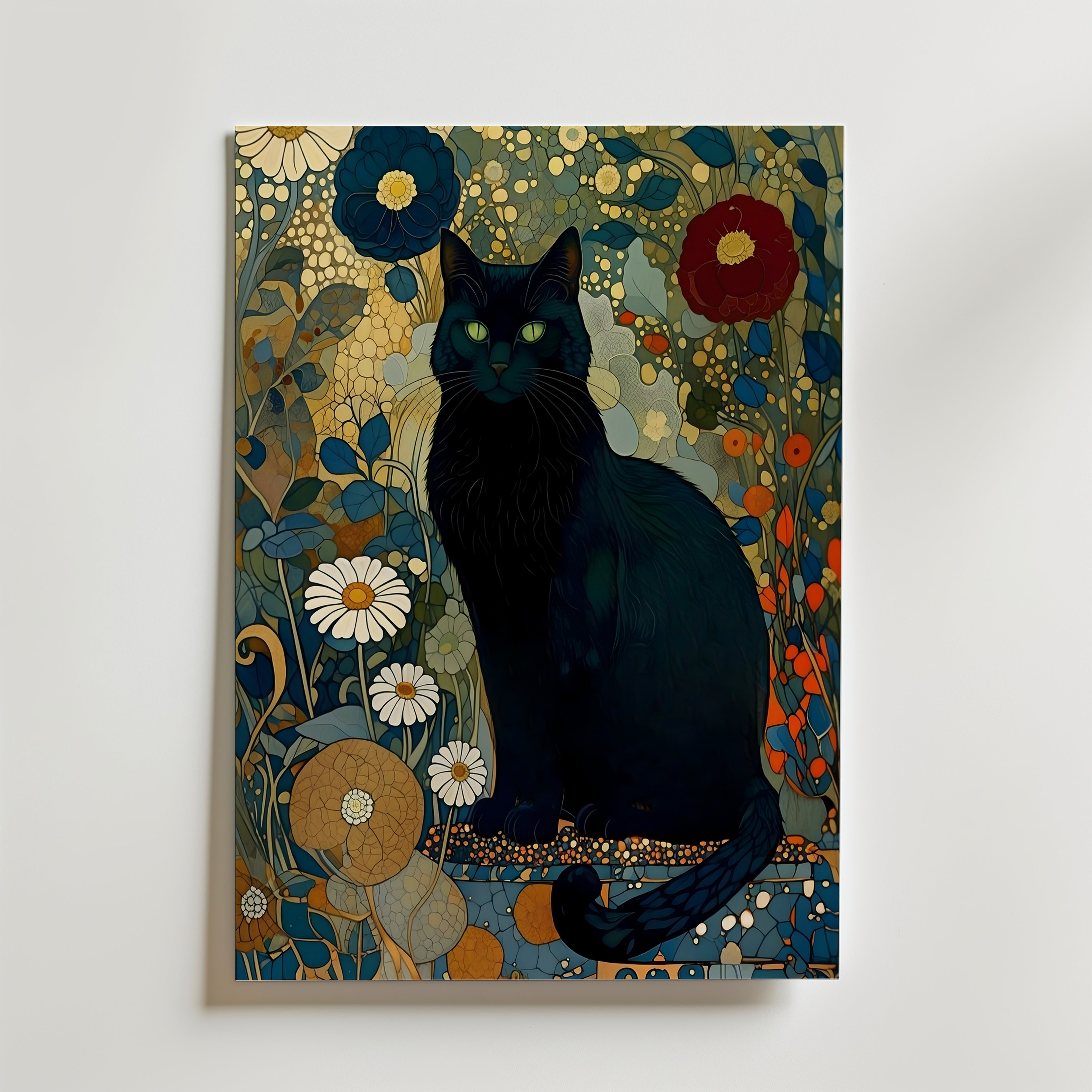 Gustav Klimt Midnight Garden Cat Poster – utan passepartout