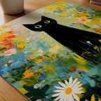 Midnight Garden Cat poster pa skrivbord, konstverk utan passepartout - Bozetto konsttryck