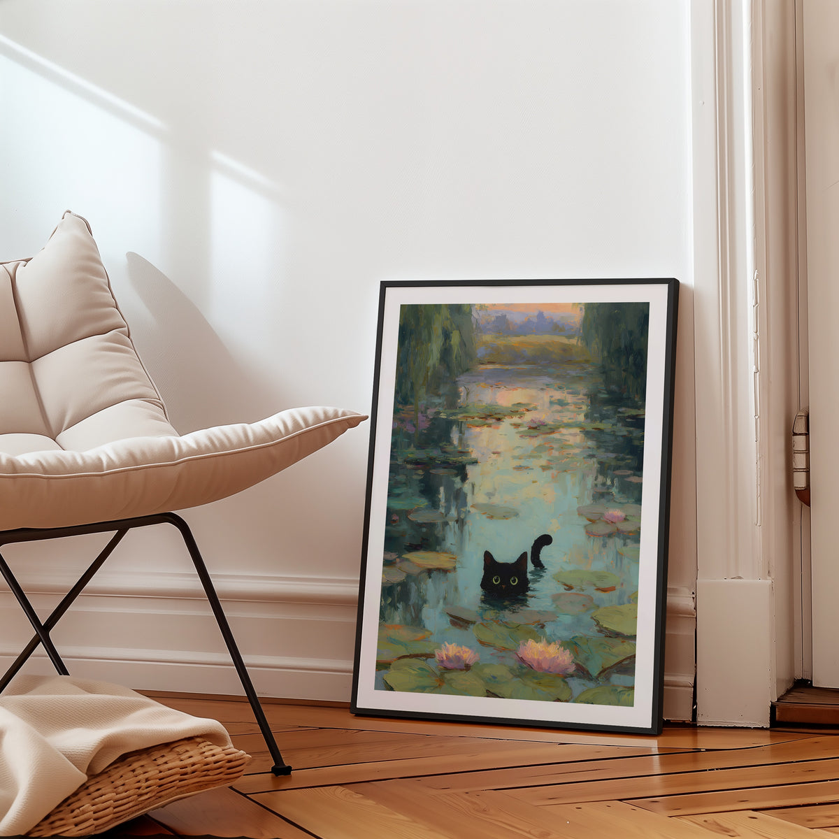 Midnight Reflections Poster med passepartout i ram i inrett rum