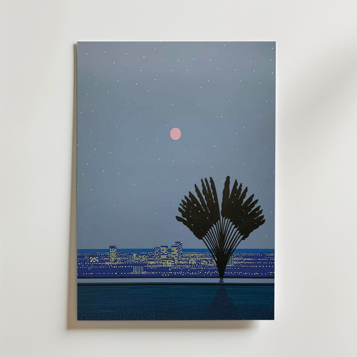Hiroshi Nagai Moon Over City utan passepartout