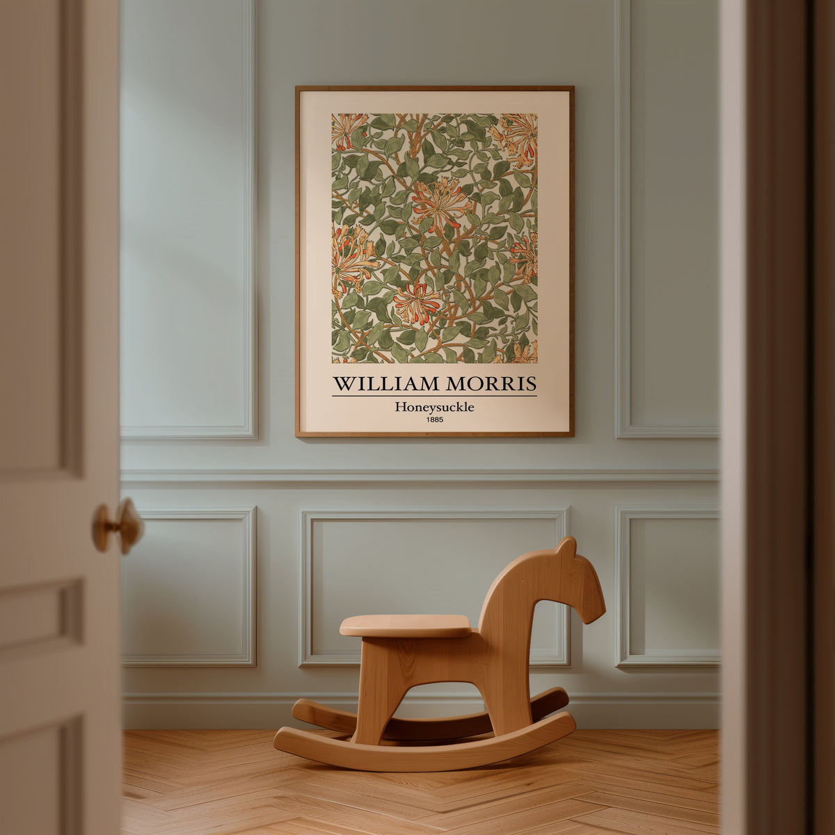 William Morris Honeysuckle poster i stilren interiör – Bozetto