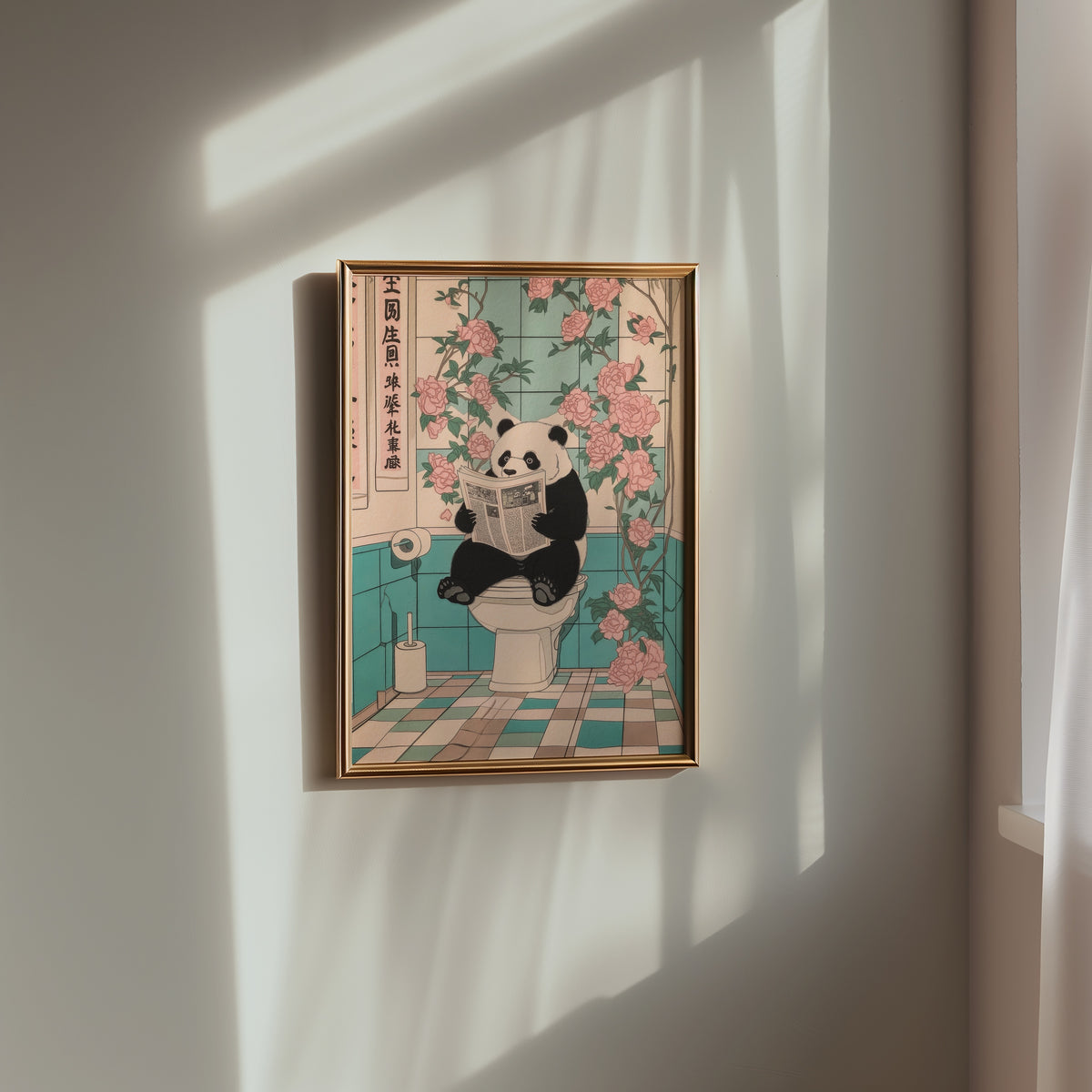 Morning Routine Panda affisch i ram i modernt hem - Bozetto