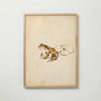 Ochre Zen Pond Poster i ekram med varm bläckgroda och lotusblad