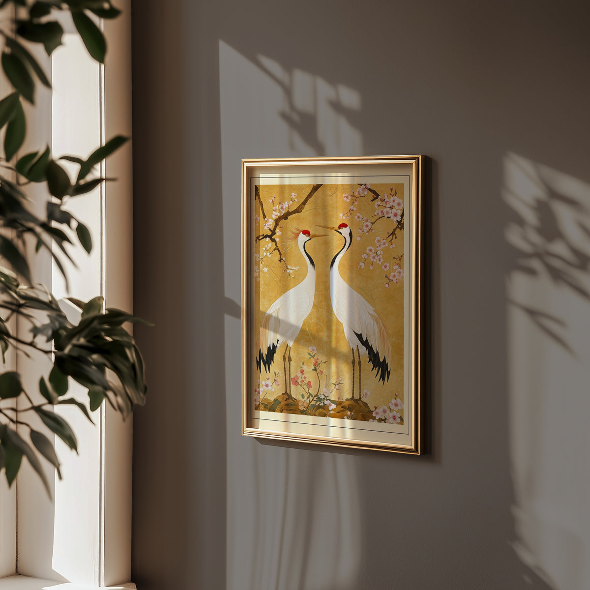 Oriental Crane Garden poster på vägg i hemmiljö – Bozetto