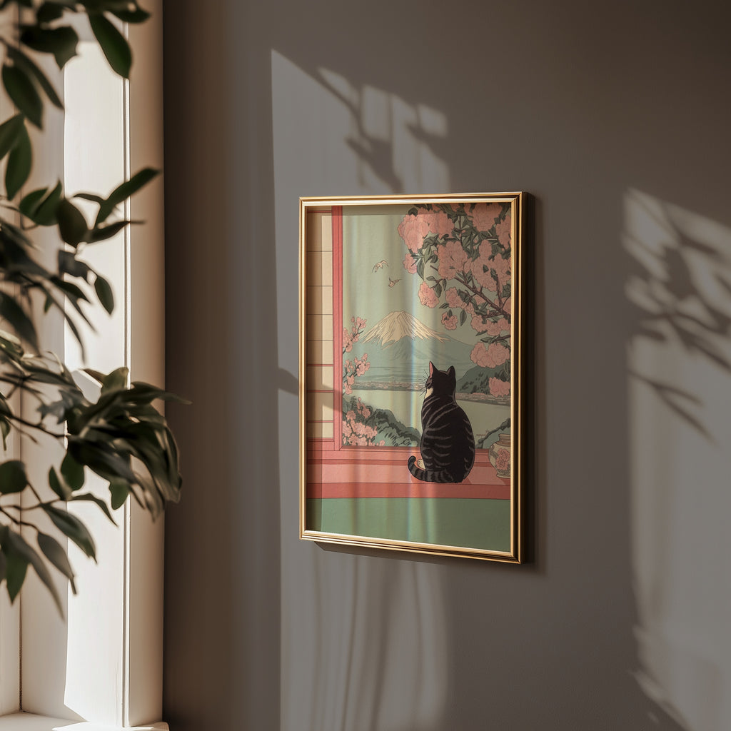 Peaceful Blossom View poster i japandi-inredning – Bozetto