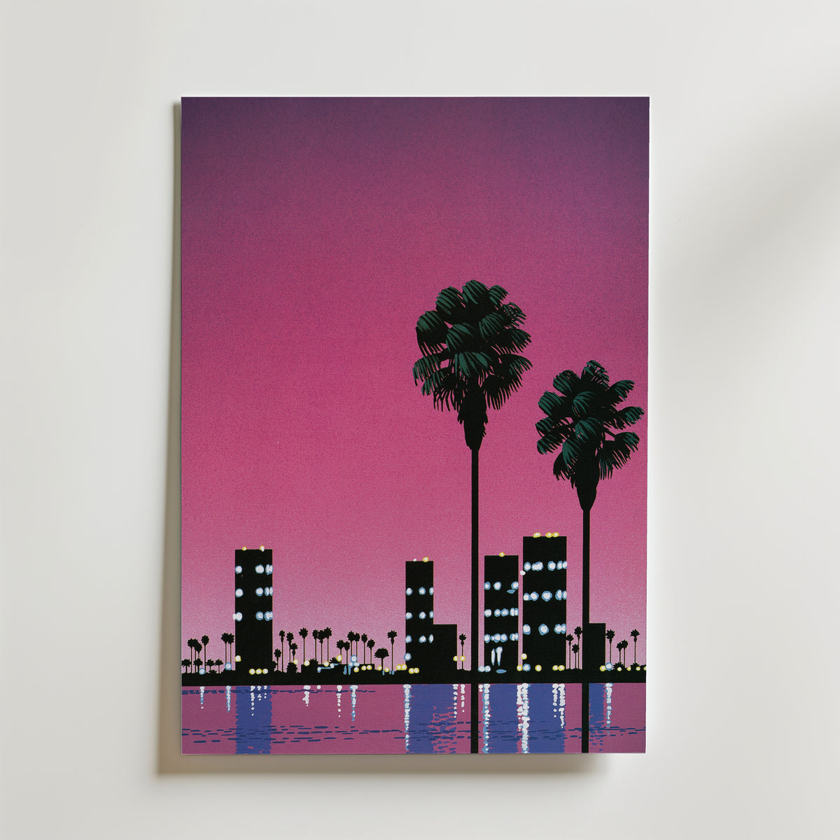 Hiroshi Nagai Pink Sunset Skyline Poster utan passepartout