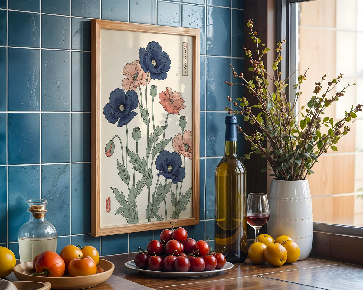 Indigo Poppies Poster – i rum 4