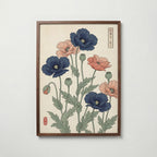 Indigo Poppies Poster – valnötsram