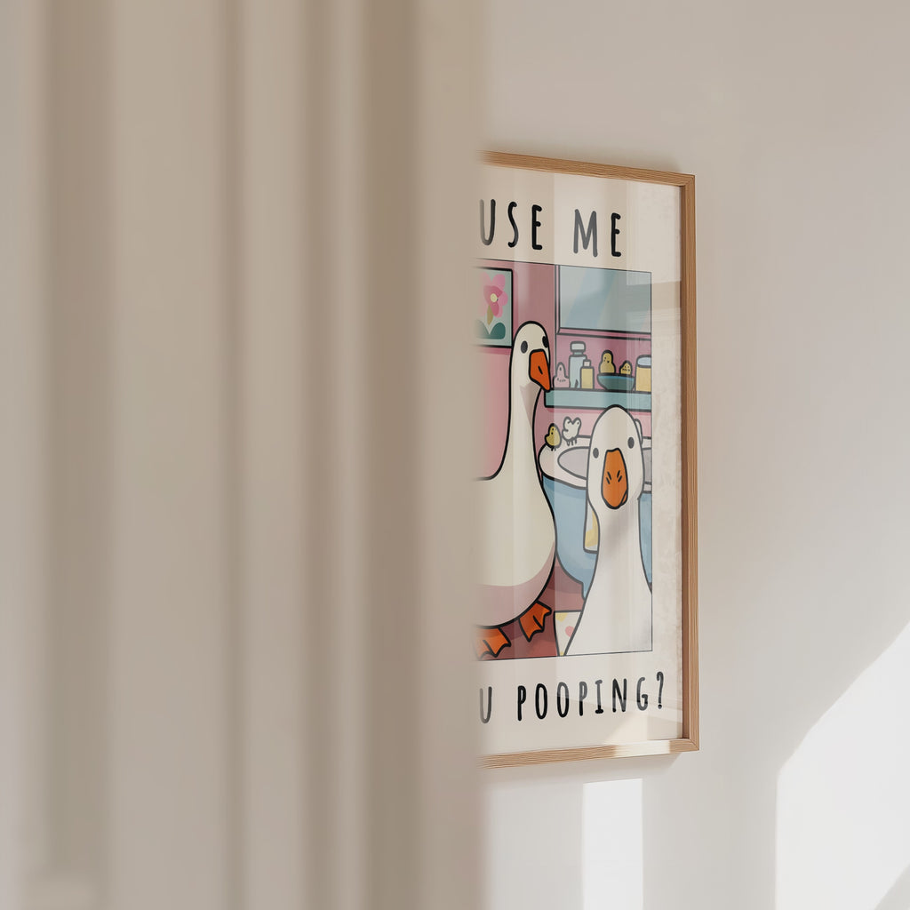 Excuse Me Bathroom Ducks Poster – väggvideo
