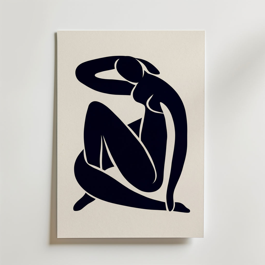 Quiet Embrace, abstrakt figurkonst i svartblått, poster tryckt i Sverige från Bozetto