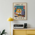 Corporate Panic Cat poster på vägg i inrett rum – Bozetto i hög kvalitet