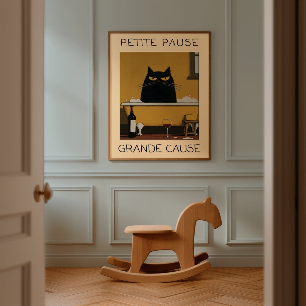 Evening Bath Cat poster på vägg i inrett rum – Bozetto i hög kvalitet
