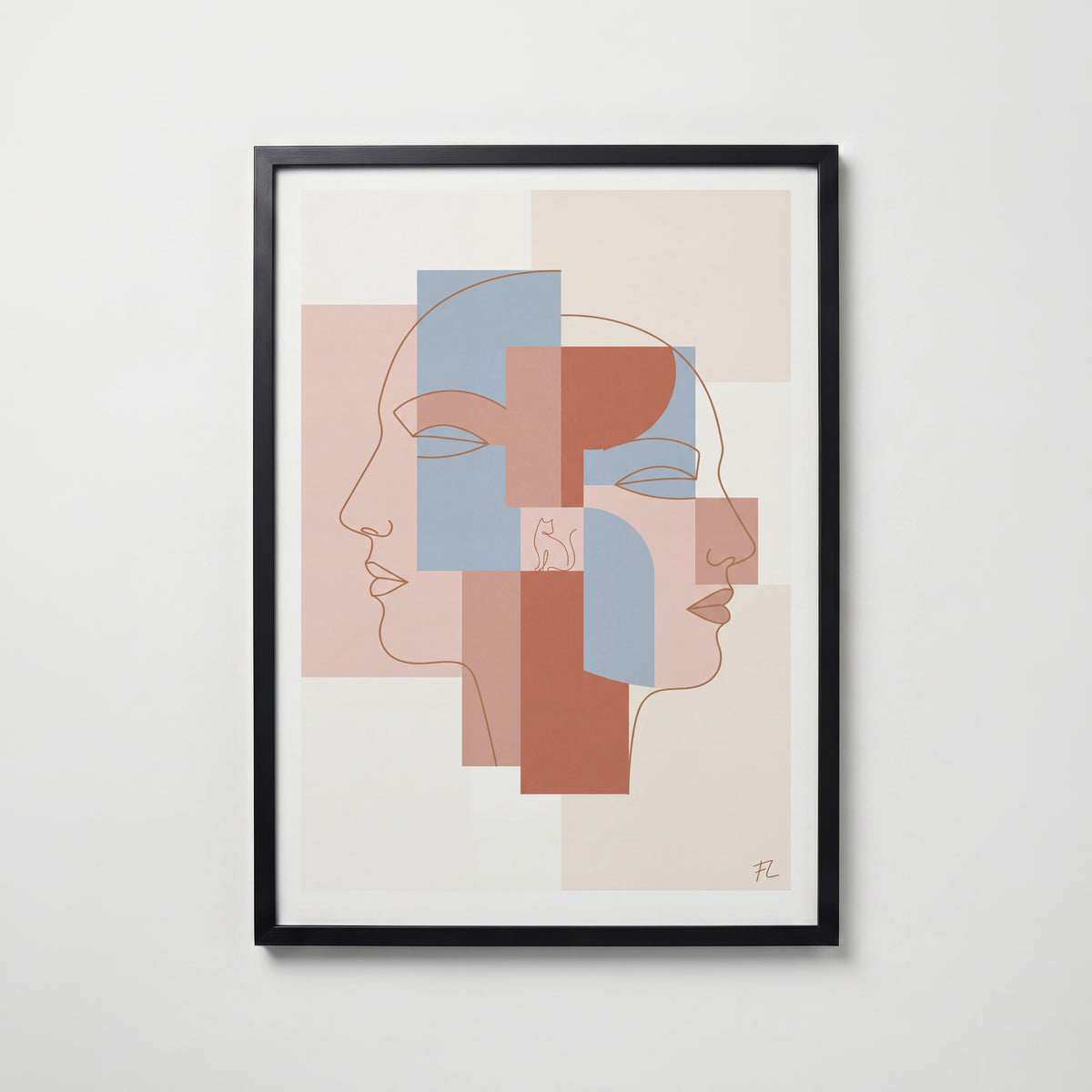 Freja Lund – To Ansigter – svart ram