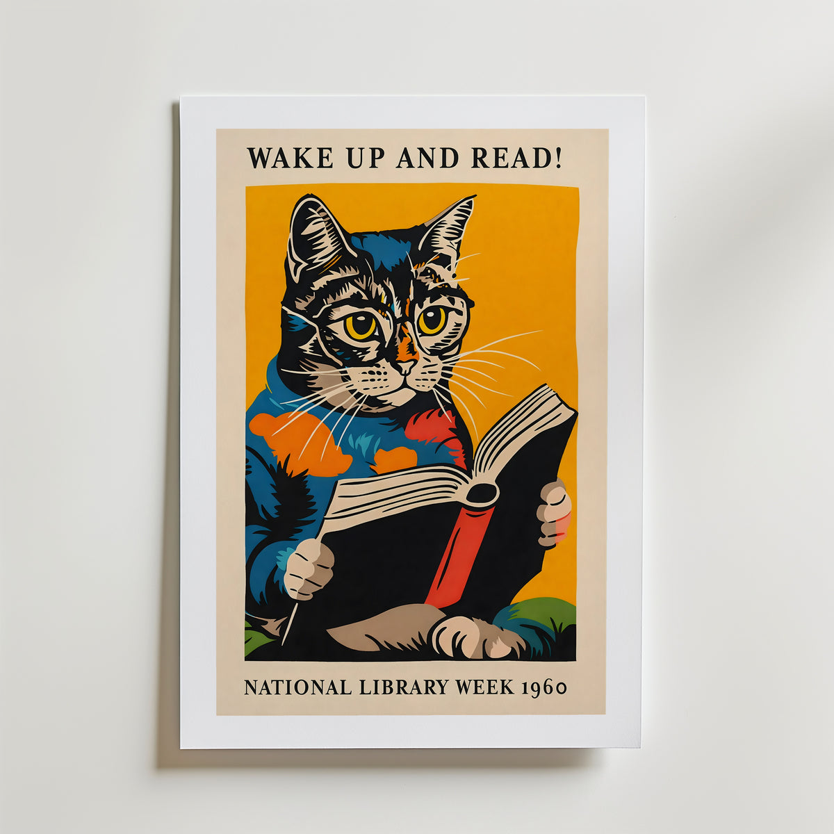 Wake Up and Read Poster – med passepartout
