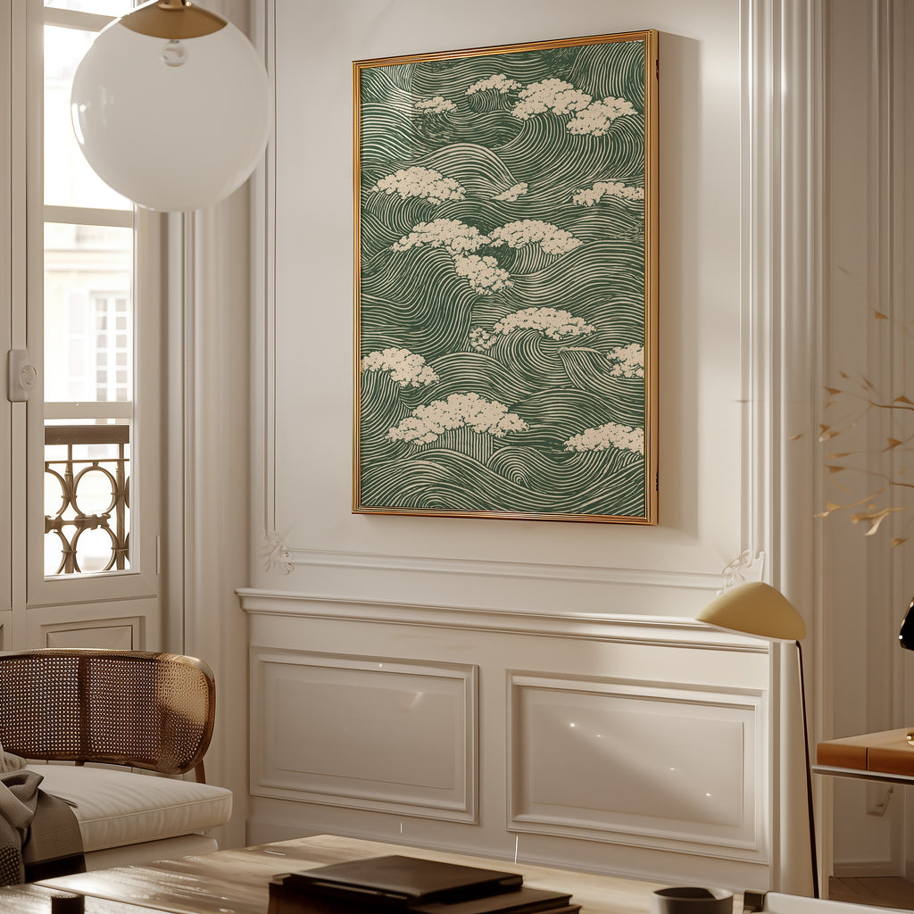 Waves and Clouds poster i inramad miljö på vägg – Bozetto affisch i hög tryckkvalitet