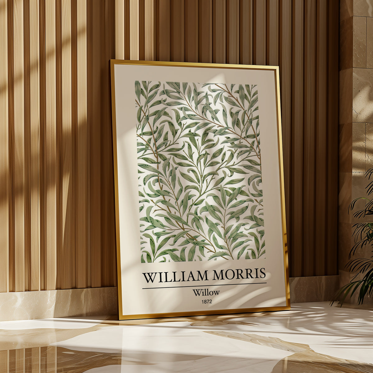 William Morris Willow poster i inramad rumsmiljö – Bozetto affisch i hög kvalitet